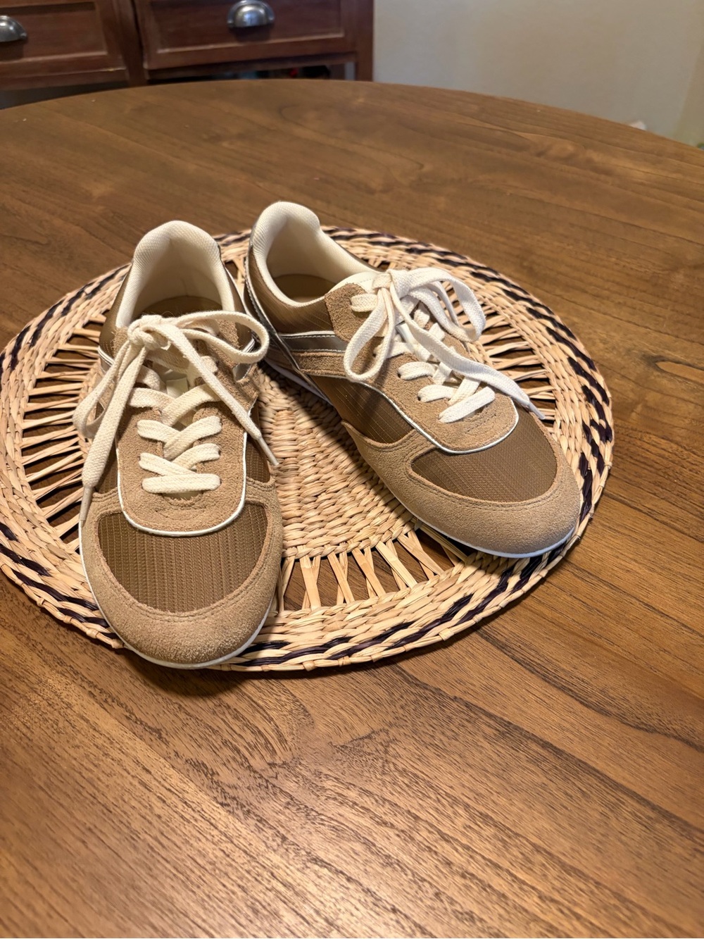 Silent D Casual Tan Suede & Mesh Sneakers - 38